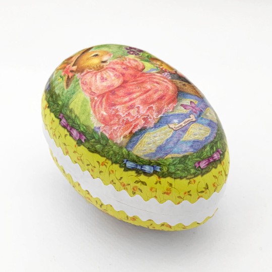 4-1/2" Yellow Holly Pond Hill Bunny Picnic Easter Egg Container ~ Germany